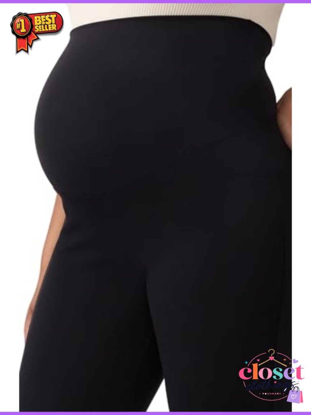 Maternity Ponte Pants Over-Belly Pull-On Work Pants Skinny